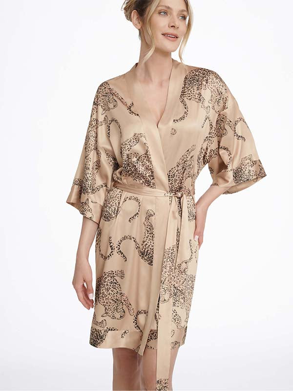 Esotiq atlasinis chalatas "Lovable Beige - Brown"