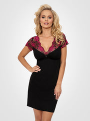 Donna viskoziniai naktiniai su nėriniais "Candy Black - Fuchsia"