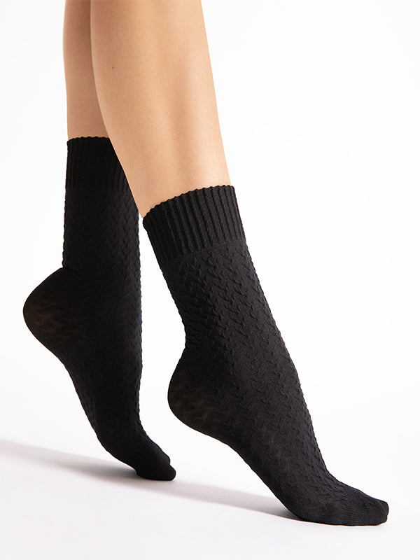 Fiore 3D Patterned Socks Furka Pass 60 Den Black