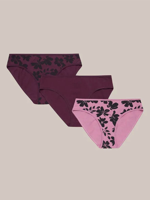 Esotiq 3 medvilninių kelnaičių komplektas "Mia - Mia Violet - Pink - Black"