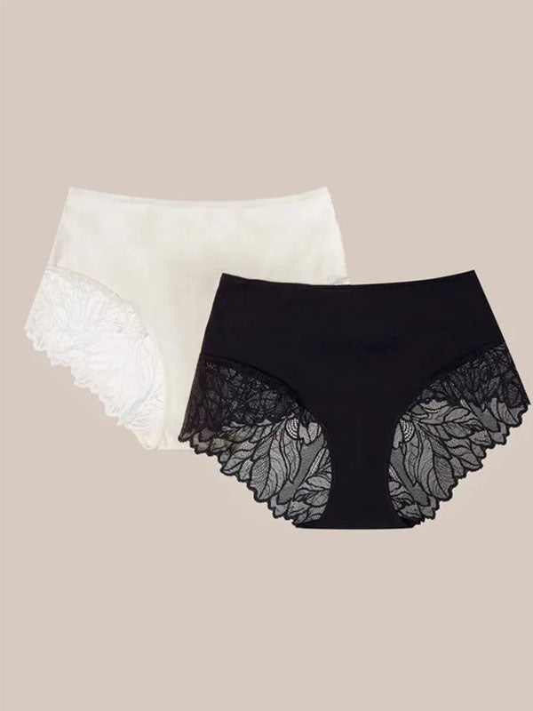 Esotiq 2 medvilninių kelnaičių komplektas su nėriniais "Pinky Black - Cream"