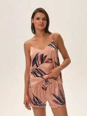 Esotiq trumpa atlasinė pižama "Jane Rose - Multicolor Floral Print"