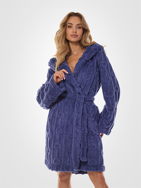 L&L raštuotas chalatas su gobtuvu "Carina Navy"