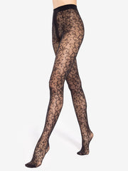 Gatta 3D mikrofibros raštuotos pėdkelnės "Floral 03 30 Den Black"