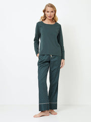 Aruelle ilga medvilninė pižama "Griselle Long Emerald"