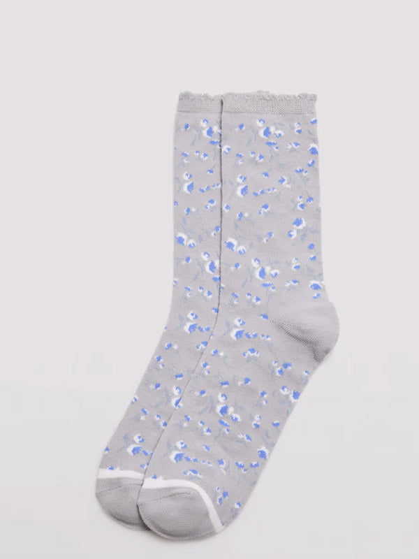 Ysabel Mora 2 medvilninių kojinių komplektas "Nora Blue - Grey Melange"