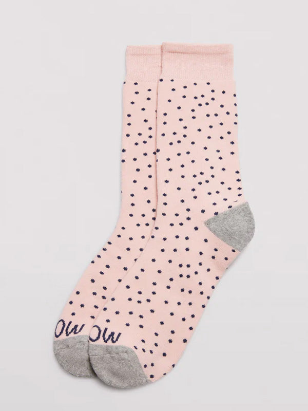 Ysabel Mora medvilninės kojinės "Rona Pink - Navy Dots"