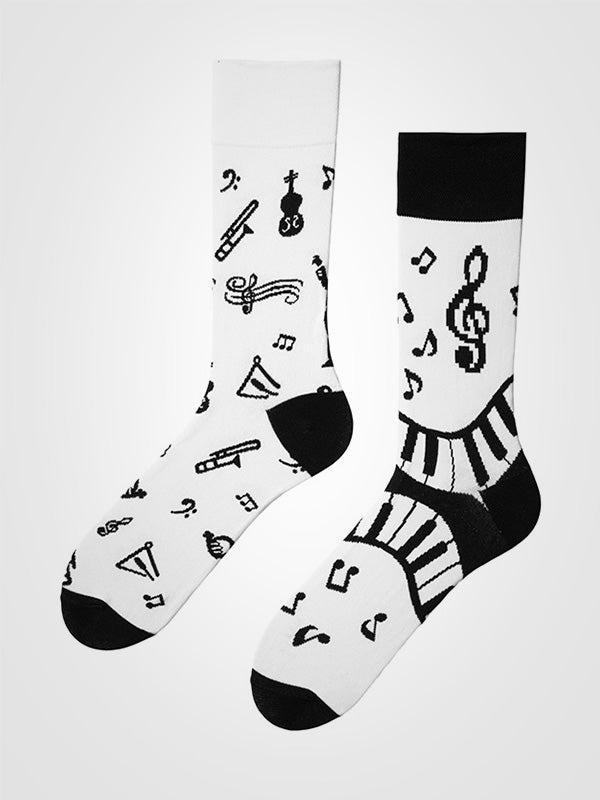 Spalvotos Kojines unisex medvilninės kojinės "Classic White - Black"