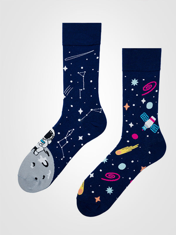 Spalvotos Kojines unisex medvilninės kojinės "Cosmos Navy - Multicolor"