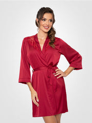 Donna atlasinis chalatas su nėriniais "Mari Burgundy"