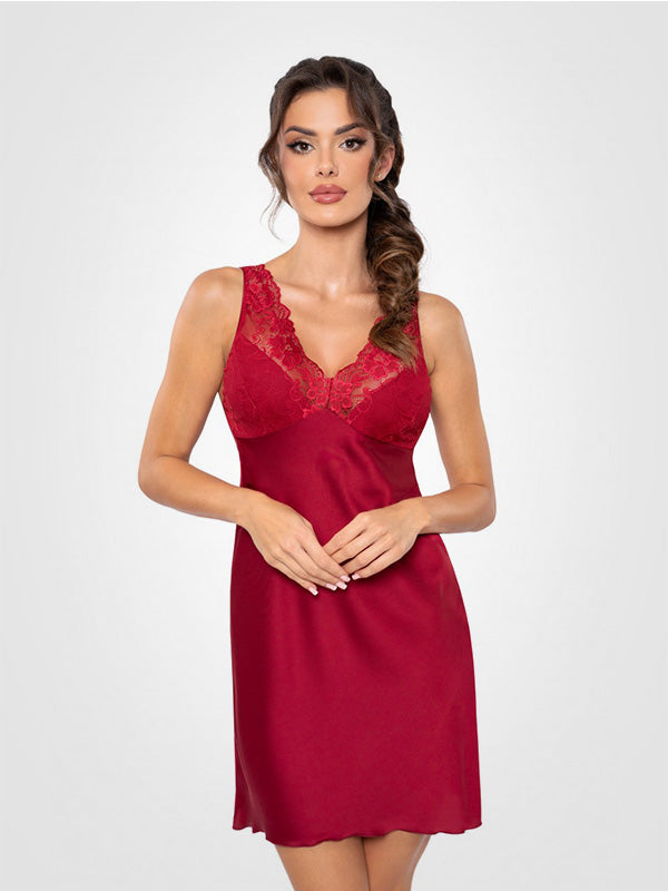 Donna atlasiniai naktiniai su nėriniais "Mari Burgundy"