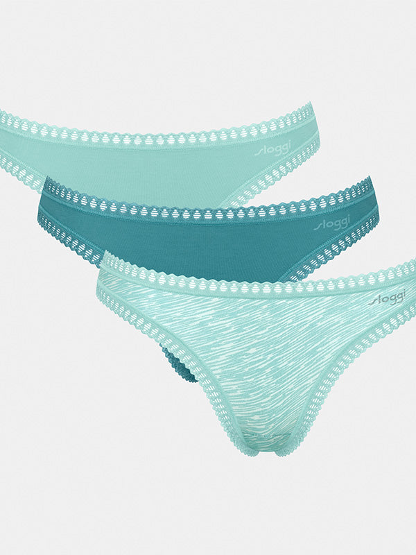Sloggi 3 medvilninių kelnaičių komplektas "Go Crush Mint - Turquoise - White"