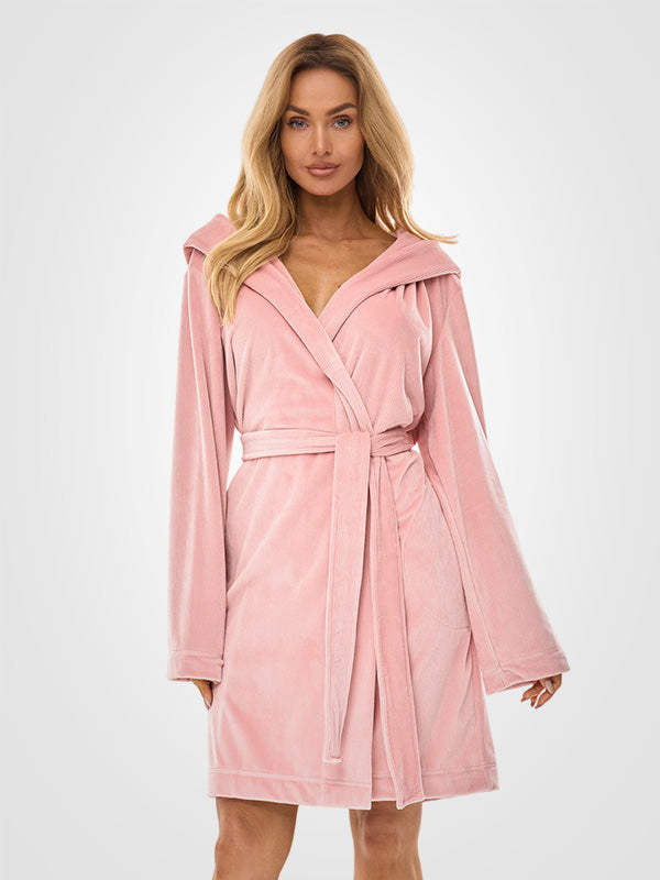 L&L raštuotas chalatas "Luna Pink Velour"