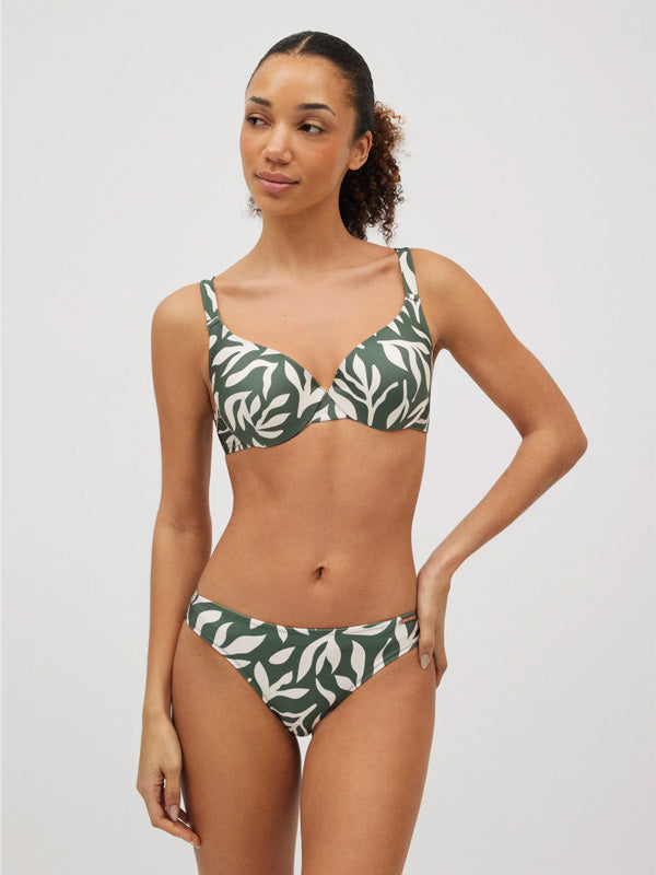 Ysabel Mora bikini maudymosi kostiumėlis formuotais kaušeliais "Cory Moss - Beige Floral Print"
