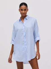 Ysabel Mora oversize marškiniai "Lorena White - Blue Stripes"