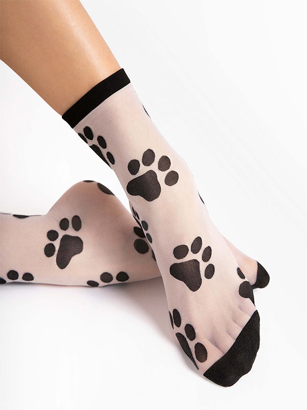 Fiore raštuotos kojinaitės "Pawpaw White - Black"
