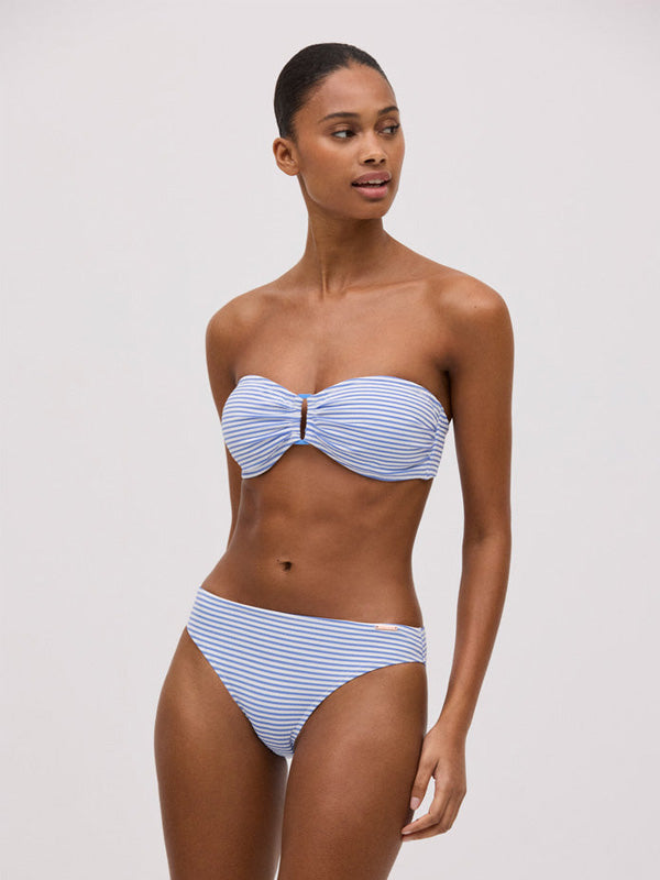 Ysabel Mora bandeau maudymosi kostiumėlis formuotais kaušeliais "Lorena White - Blue"