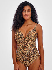 Freya vientisas maudymosi kostiumėlis "Arizona Wave Brown - Black Lurex"