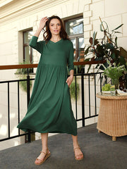 Lega viskozinė midi suknelė "Lyra Forest Green"