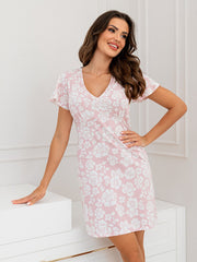 Donna medvilniniai naktiniai "Rosalia Powder Pink - White"