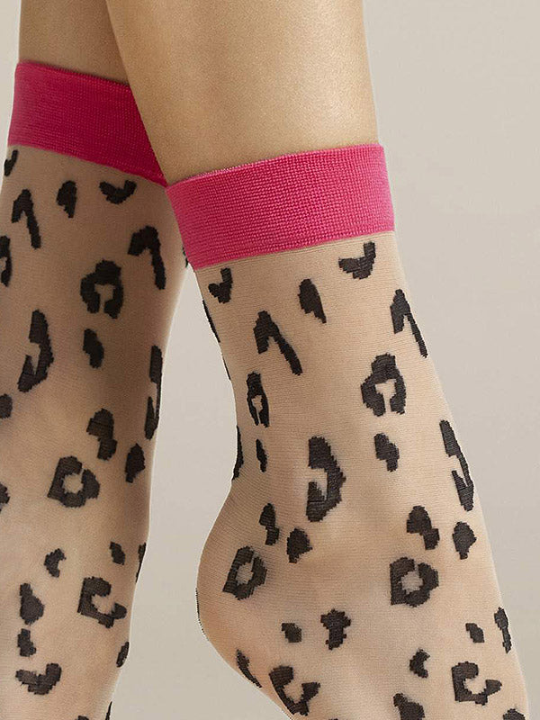 Fiore gepardo rašto kojinaitės "Amalia 20 Den Poudre - Amarant - Black"
