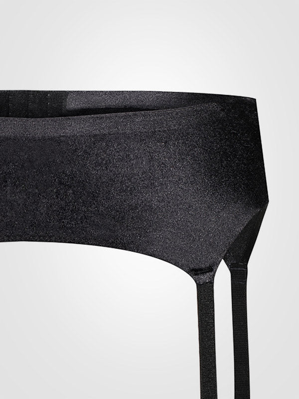 Julimex lygaus audinio blizgus prisegamų kojinių diržas "Orchid Black"