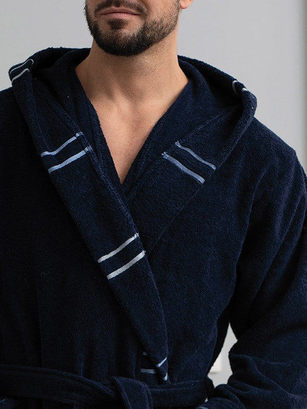 Belmanetti ilgas vyriškas medvilninis chalatas "Raynor Velour Dark Blue"