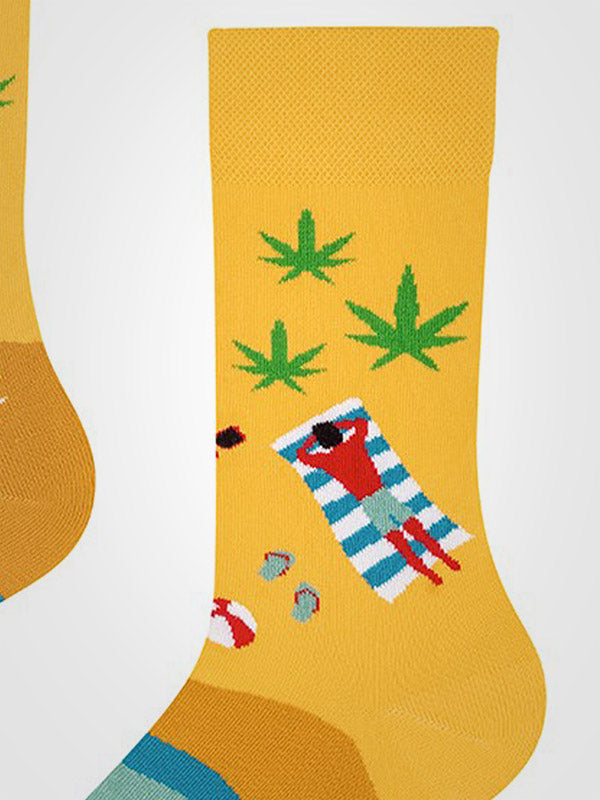 Spalvotos Kojines unisex medvilninės kojinės "Chill Yellow - Blue"
