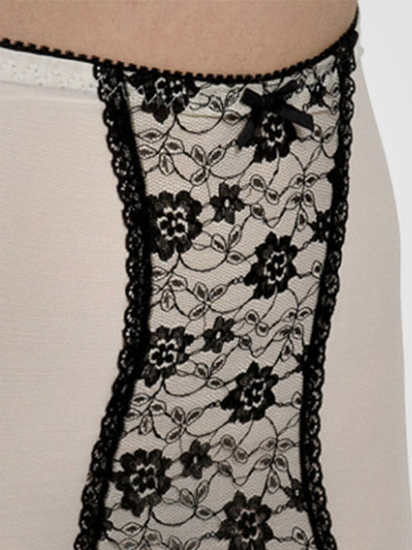 Nylon Dreams 6 dirželių nėriniuotas juosmenėlis "Girdle Power Mesh White - Black"