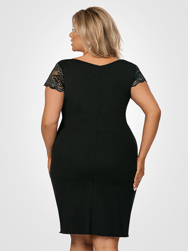 Donna viskoziniai naktiniai su nėriniais "Tess Plus Black"