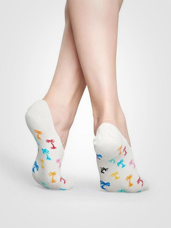 Happy Socks medvilninės nepastebimos kojinaitės "Palms Ecru - Multicolor"