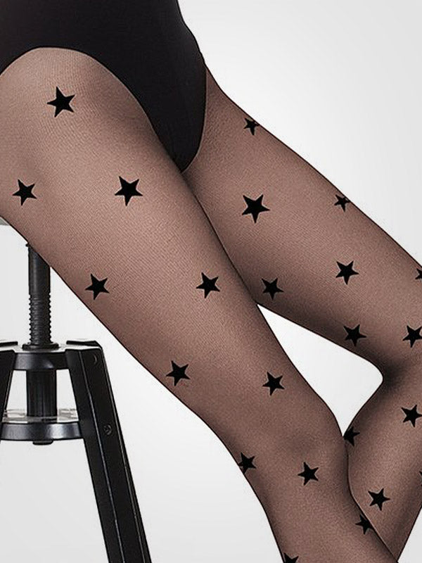 Gatta tinklelio rašto pėdkelnės "Funny 06 20 Den Black Stars"