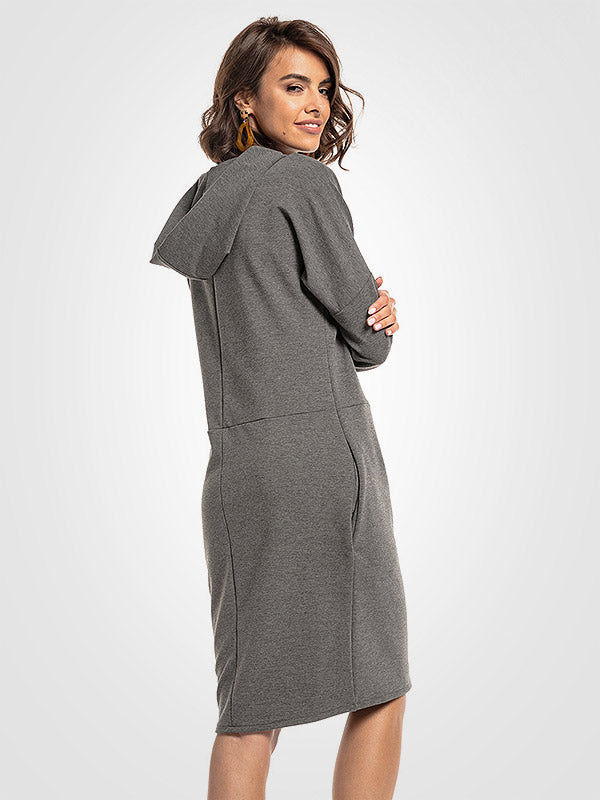 Tessita medvilninė suknelė su gobtuvu "Dafny Grey"