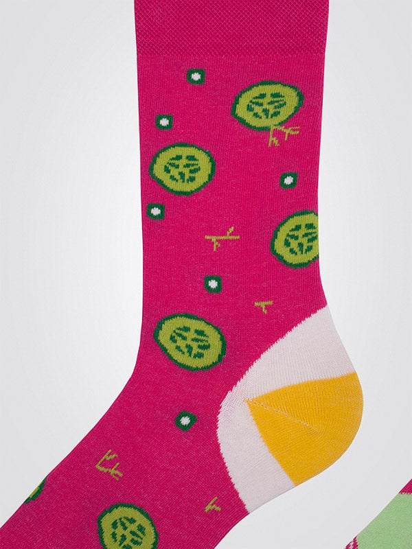 Spalvotos Kojines unisex medvilninės kojinės "Cold Beetroot Soup Pink - Multicolor"