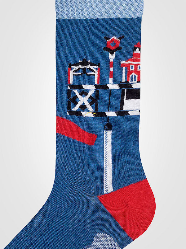 Spalvotos Kojines unisex medvilninės kojinės "Neringa Blue - Multicolor"