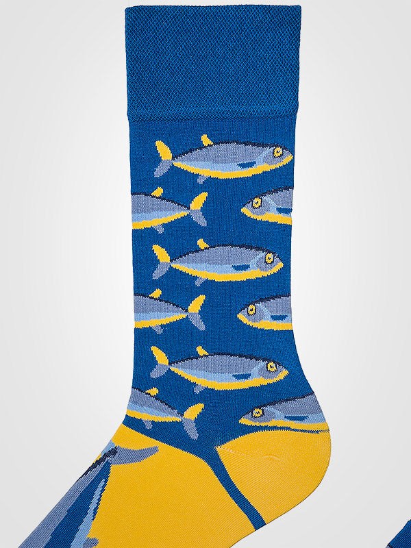 Spalvotos Kojines unisex medvilninės kojinės "Fisherman Identity Yellow - Blue"