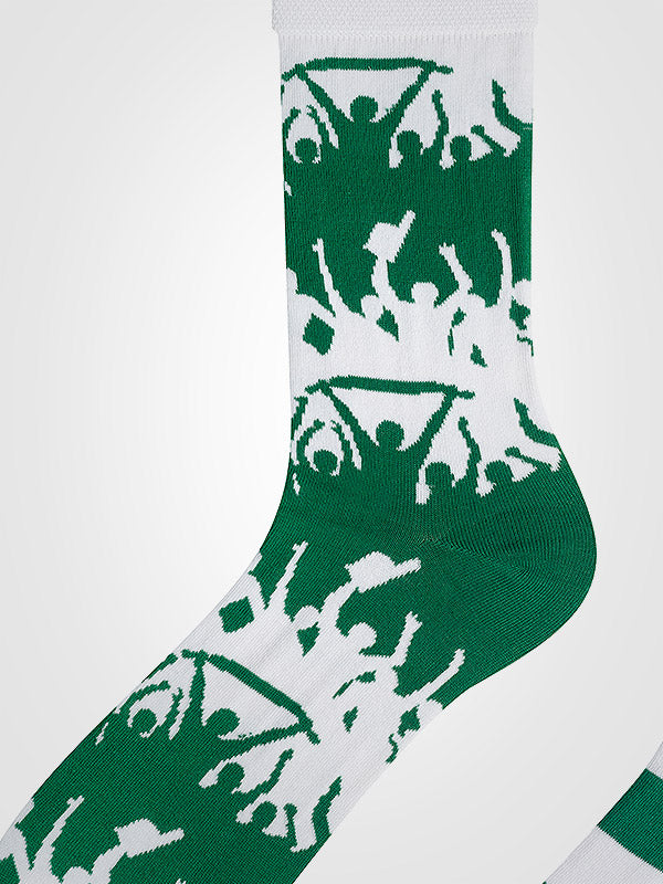 Spalvotos Kojines unisex medvilninės kojinės "Žalia Balta Green - White"