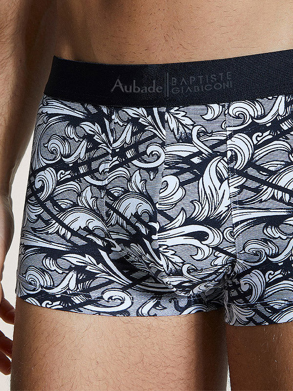 Aubade by Baptiste Giabiconi medvilnės ir modalo apatiniai šortukai "Gebert Black - White Ornament Print"