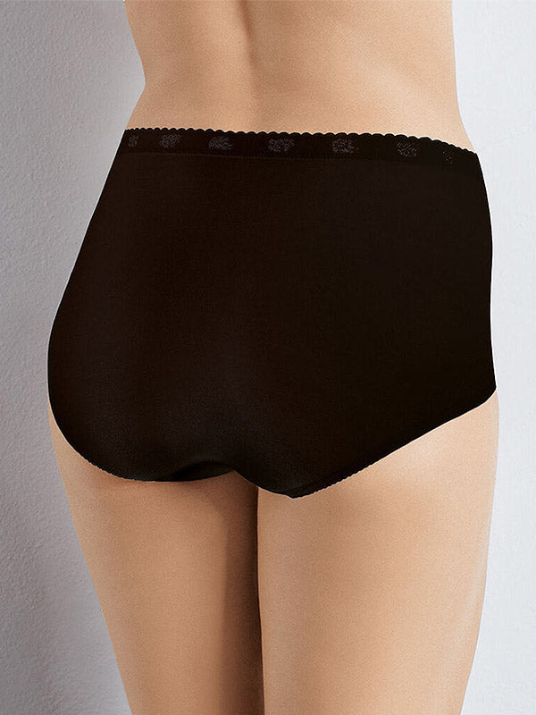 Sloggi aukšto juosmens medvilninės kelnaitės su nėriniais "Chic Maxi Black"