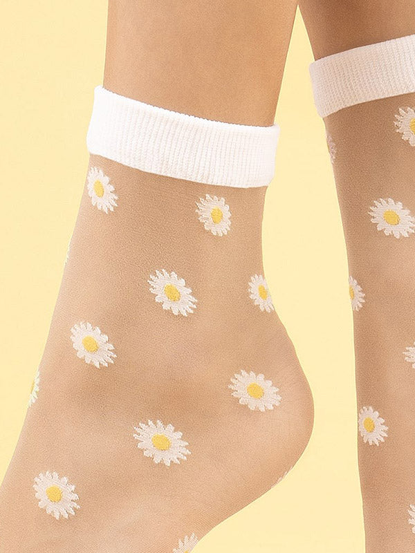Fiore raštuotos kojinaitės "Daisy 20 Den Poudre - White"