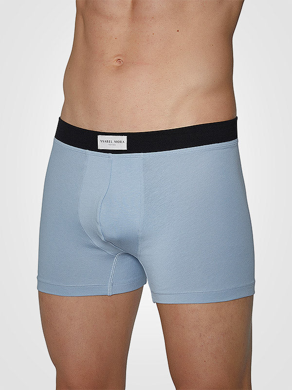 Ysabel Mora 2 vyriškų medvilninių apatinių šortukų komplektas "Gerard Navy - Light Blue - Black"