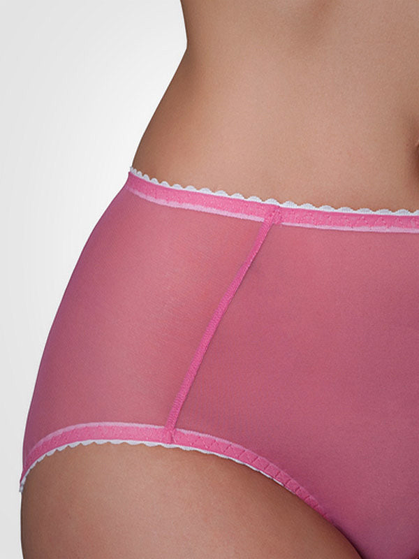 Nylon Dreams perregimos kelnaitės "Sheer Mesh Panty Pink - White"