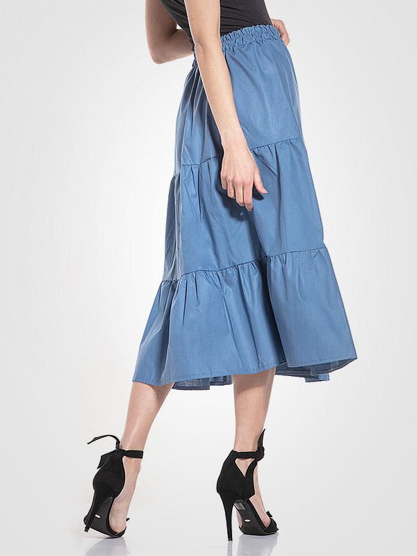 Tessita medvilninis ilgas sijonas "Odeta Jeans Blue"
