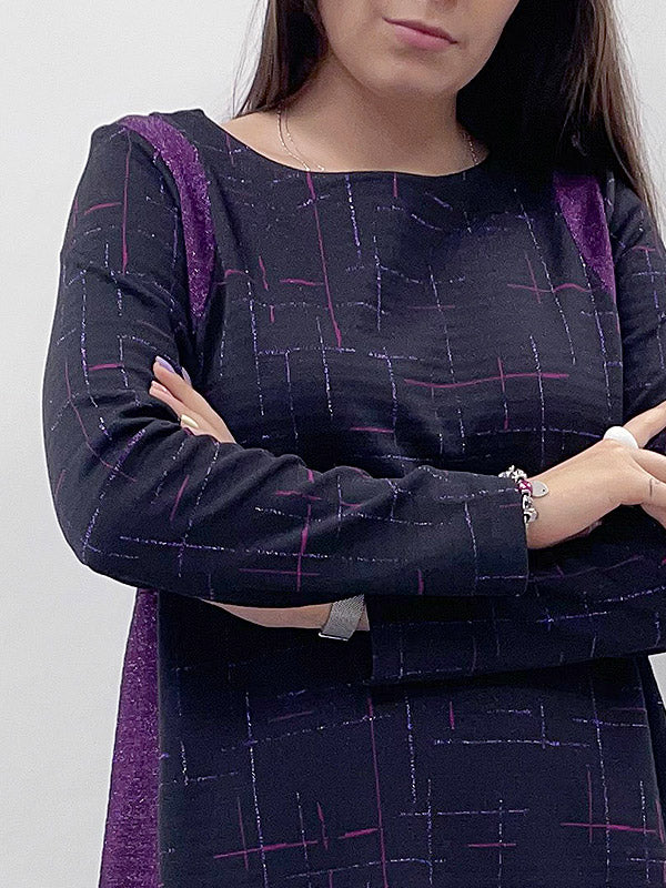 Il Vento E La Seta puošni suknelė su liureksu "Paulina Black - Violet"