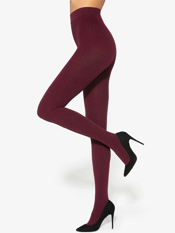 Gatta neperregimos raštuotos mikrofibros pėdkelnės "Sassi 09 50 Den Bordeaux - Black"