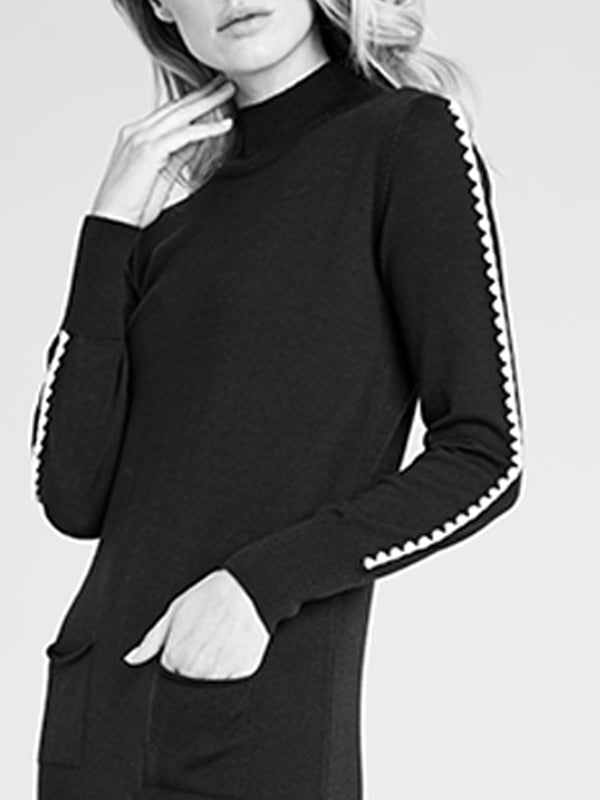 MOU merino vilnos suknelė "Grace Black - White"