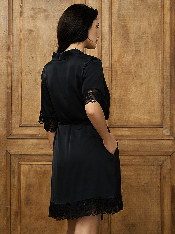 Lega atlasinis chalatas "Gaia Black"