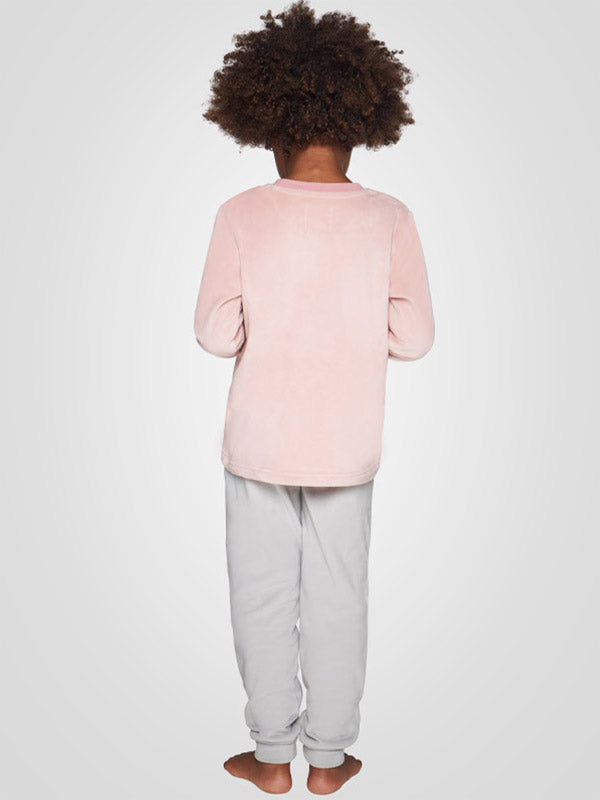 Muydemi minkšta vaikiška pižama "Super Girl Dusty Pink - Light Grey"