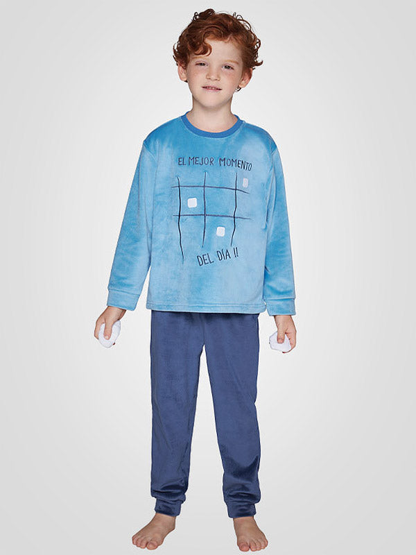 Muydemi minkšta vaikiška pižama "Super Boy Blue - Dark Blue"