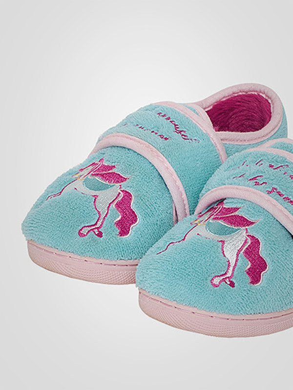 Muydemi vaikiškos šlepetės su auliukais "Unicorn Light Blue - Pink"